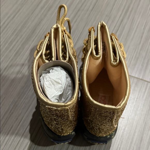 Sugar Gold Glitter and navy Duck Boots Size 7 - Picture 8 of 12